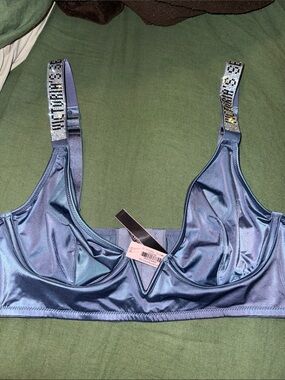 Blue Victorias Secret Rhinestone bra LARGE